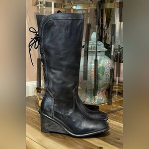 New BED|STU Empress Gray Distressed Leather Lace Up Boots Size 9.5